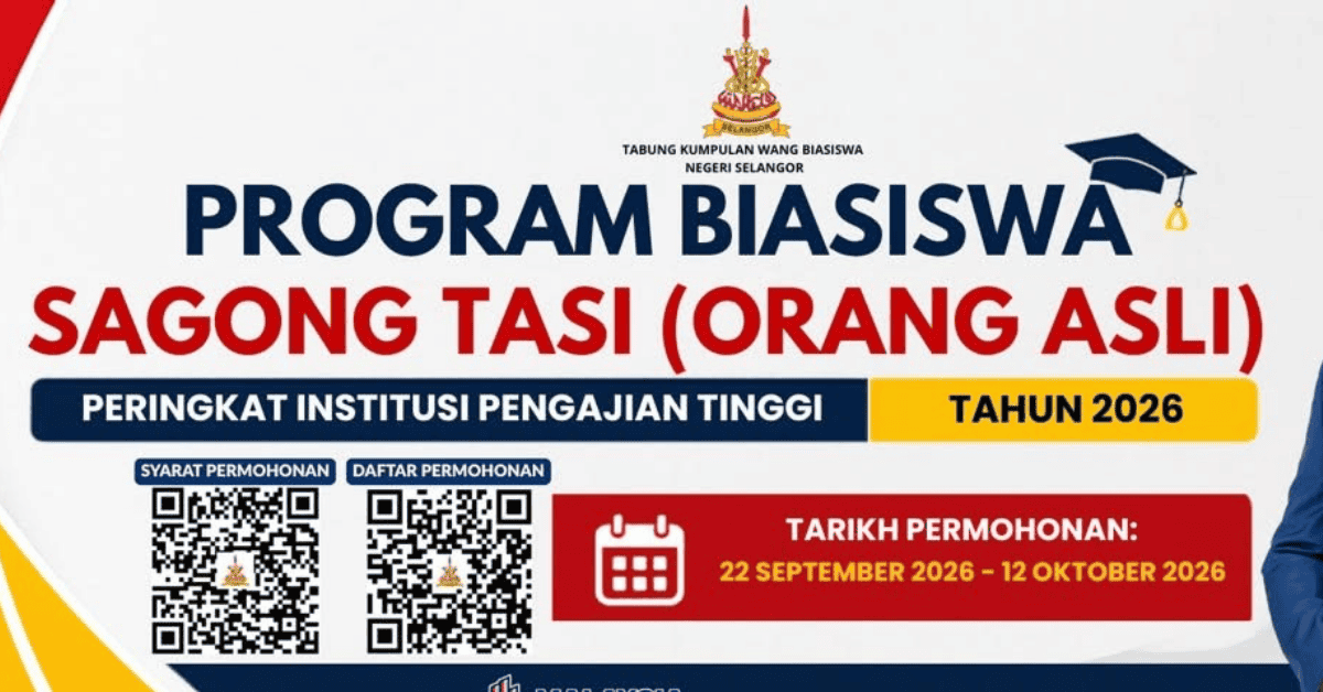 Biasiswa Khas Sagong Tasi Pelajar IPT Orang Asli Selangor 2026